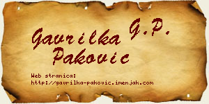 Gavrilka Paković vizit kartica